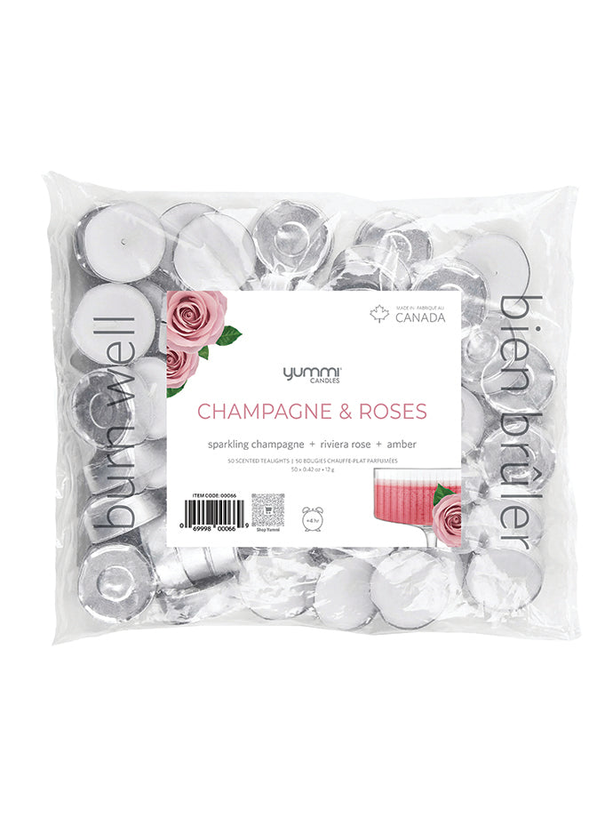 50 velas de té perfumadas con rosas de champán