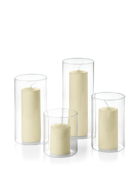 Round Pillar Candles and Cylinder Vases - Set of 12 – Yummicandles