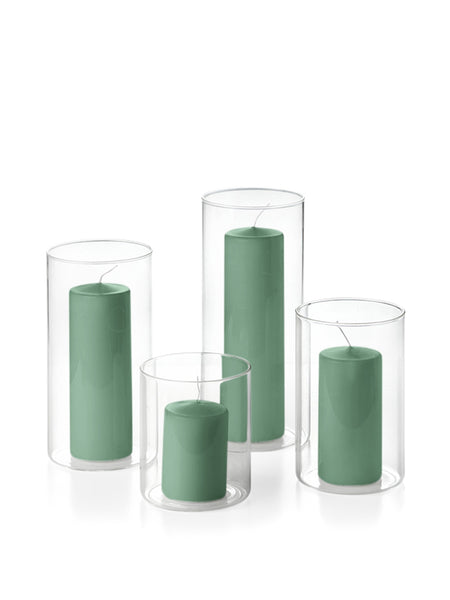 Round Pillar Candles and Cylinder Vases - Set of 12 – Yummicandles