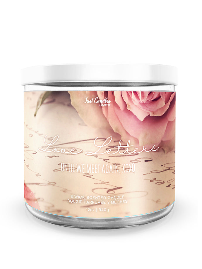 Tarro perfumado con letras de amor de 3 mechas de Just Candles de 12 oz