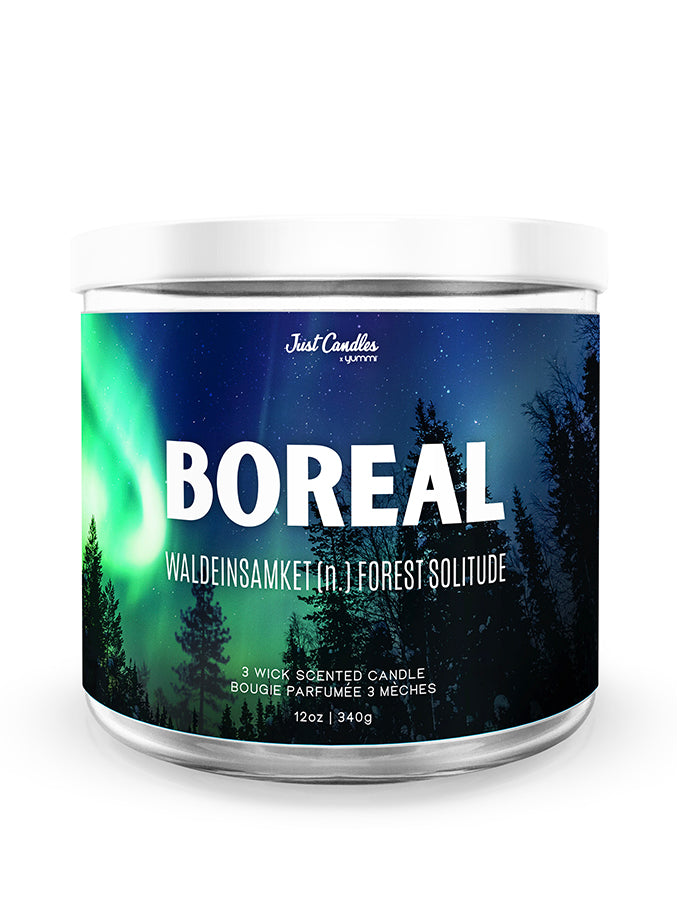 Velas Just Candles con aroma a Boreal de 3 mechas y 12 oz