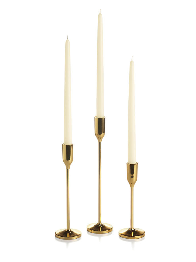 36 Taper Candles and 36 Gold Virtu Candlesticks