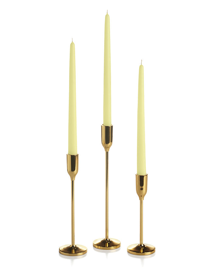 36 Taper Candles and 36 Gold Virtu Candlesticks