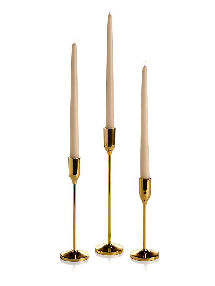 36 Taper Candles and 36 Gold Virtu Candlesticks