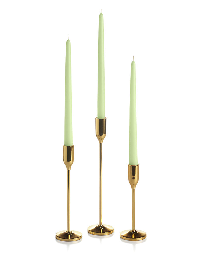 36 Taper Candles and 36 Gold Virtu Candlesticks