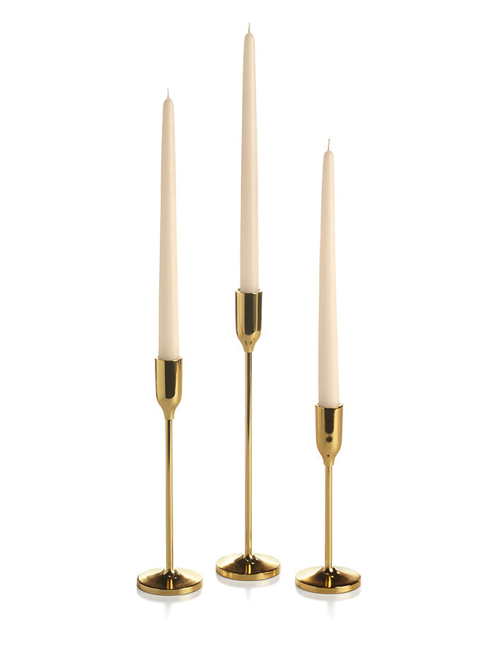 36 Taper Candles and 36 Gold Virtu Candlesticks