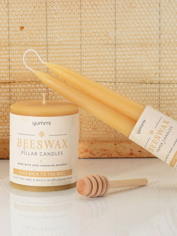 Yummi Candles - 9'' Beeswax Taper Pair - Lifestyle - 2