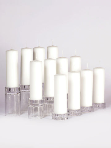 Yummi Candles - 12 Slim Pillar Candles and 12 Glass Pillar Holders - Lifestyle - 1