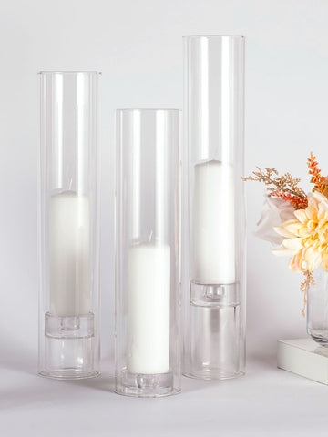 Yummi Candles - 12 Slim Pillar Candles, 12 Glass Chimneys and 12 Glass Pillar Holders - Lifestyle - 3