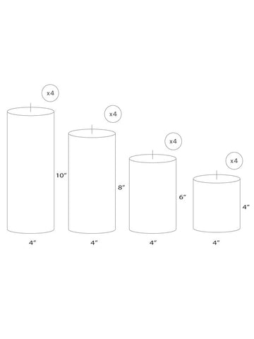 Yummi Candles - 16 Column Pillar Candle Waterfall Set - Info