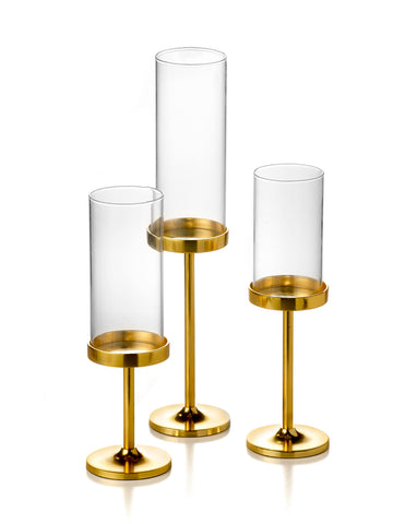 Yummi Candles - 12 Slim Pillar Candles, 12 Cylinder Vases and 12 Gold Vevo Pedestals - Lifestyle - 3