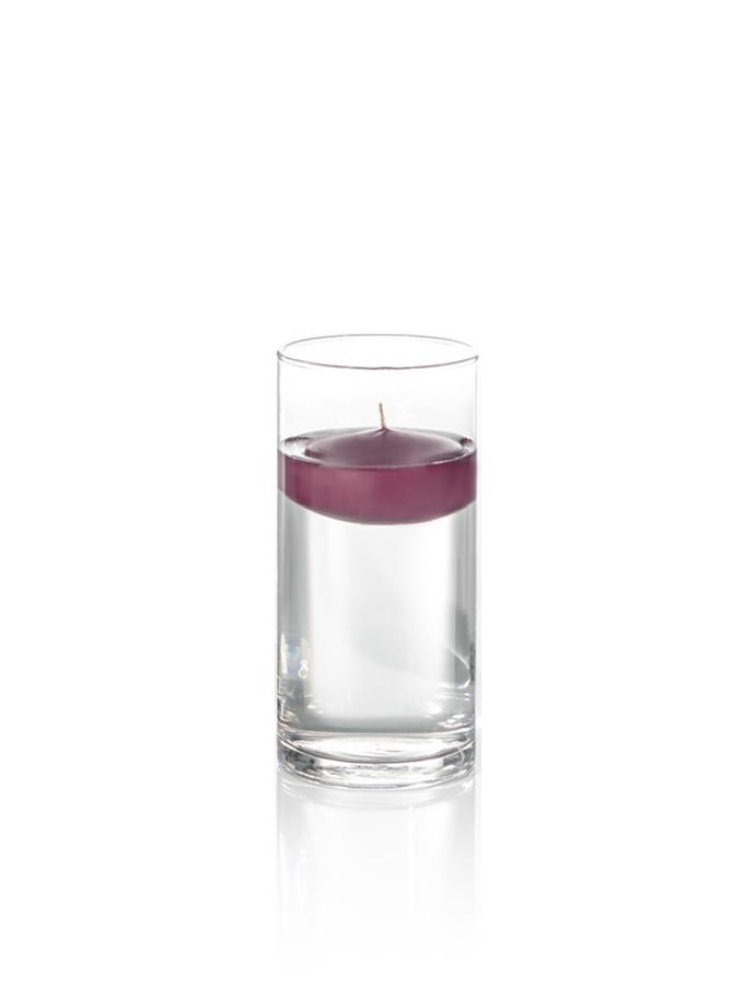 3" Floating Candles and 7.5" Cylinder Vases Magenta