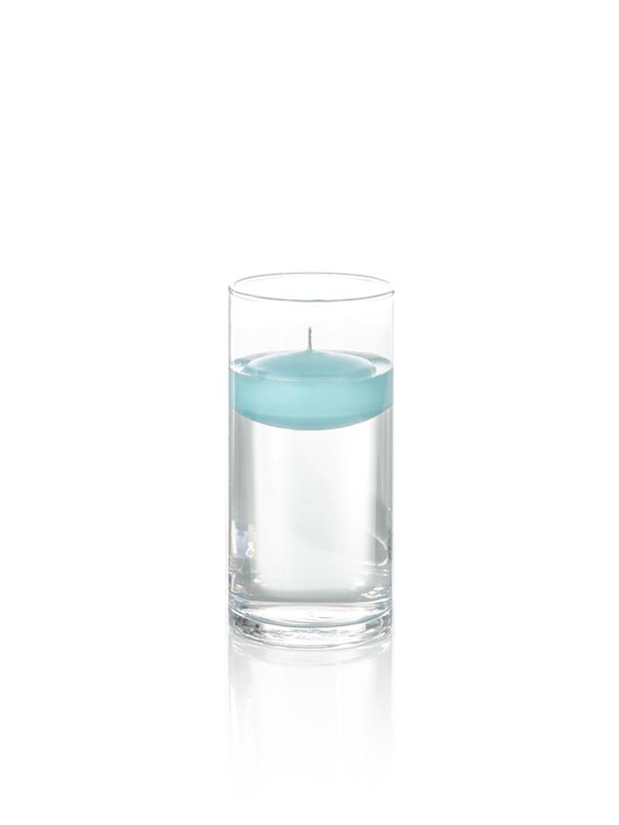 3" Floating Candles and 7.5" Cylinder Vases Robin Egg Blue