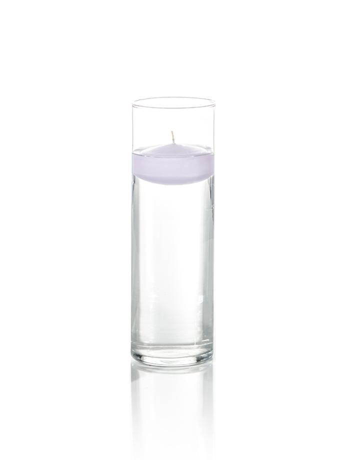 3" Floating Candles and 9" Cylinder Vases Lavender