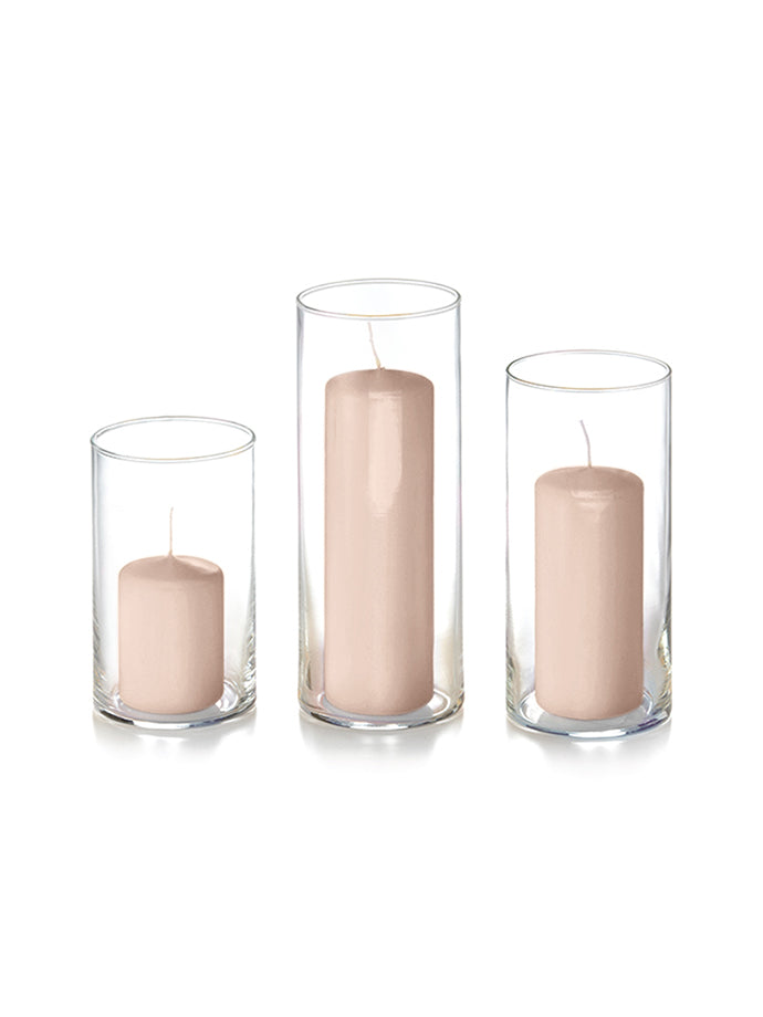 36 Slim Pillar Candles and Cylinder Vases