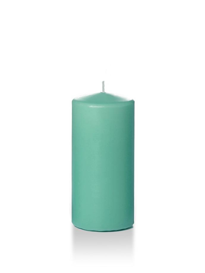 3" x 6" Wholesale Pillar Candles Aqua Green