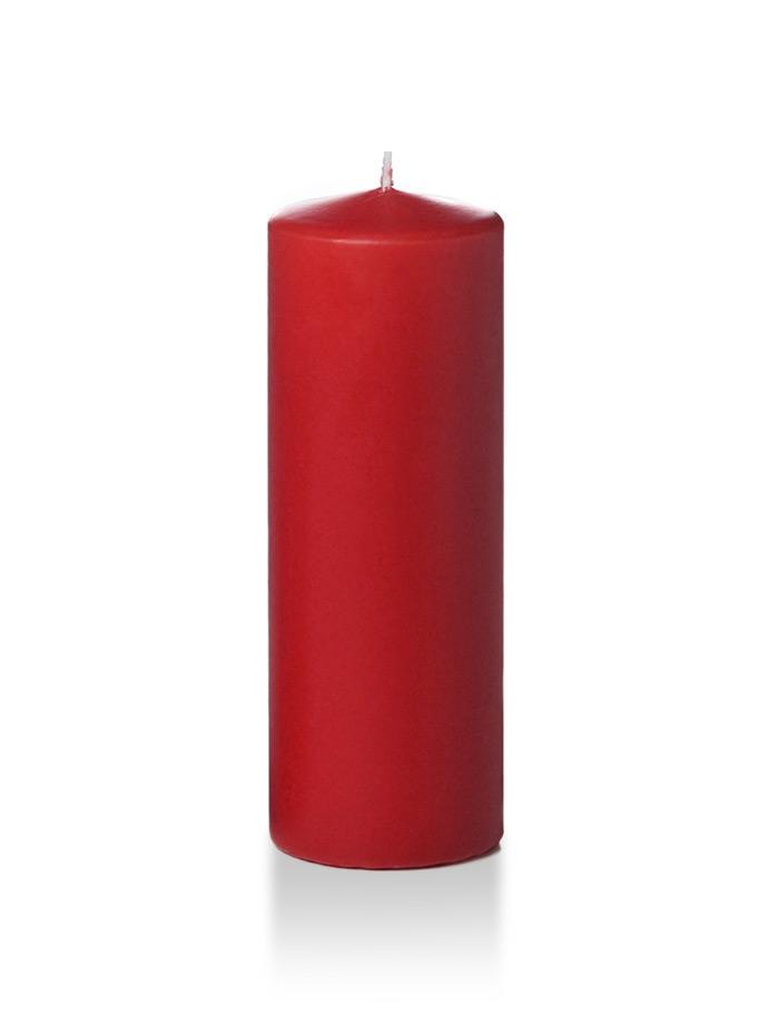 3" x 8" Wholesale Pillar Candles Ruby Red