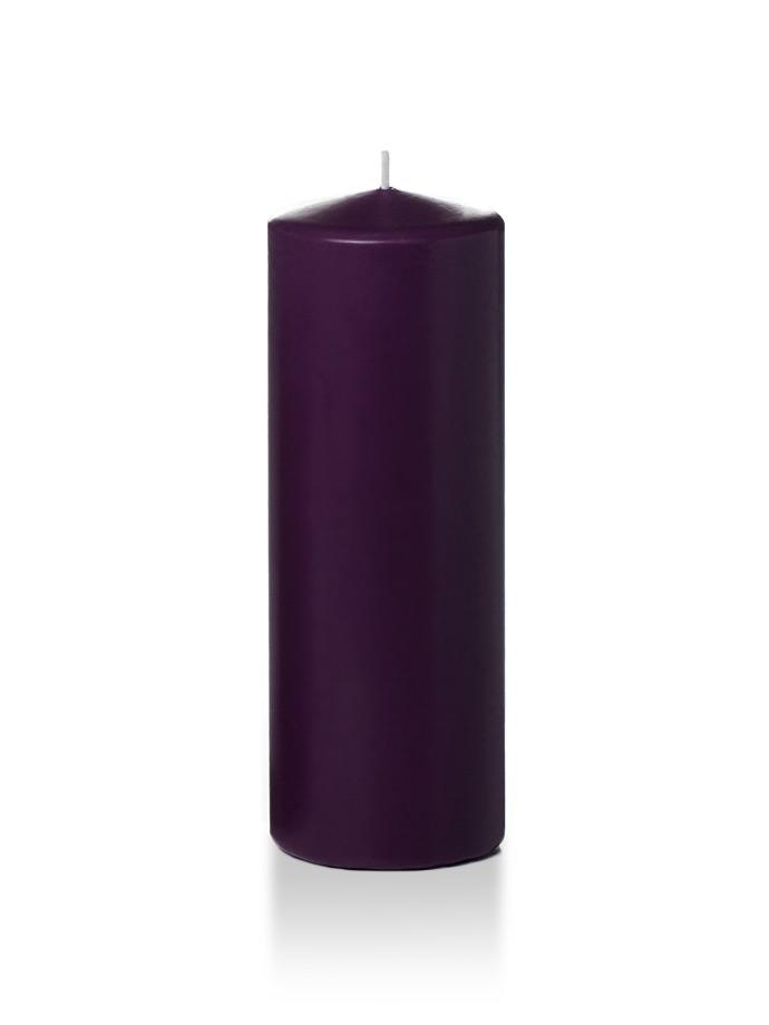 3" x 8" Pillar Candles Dark Purple