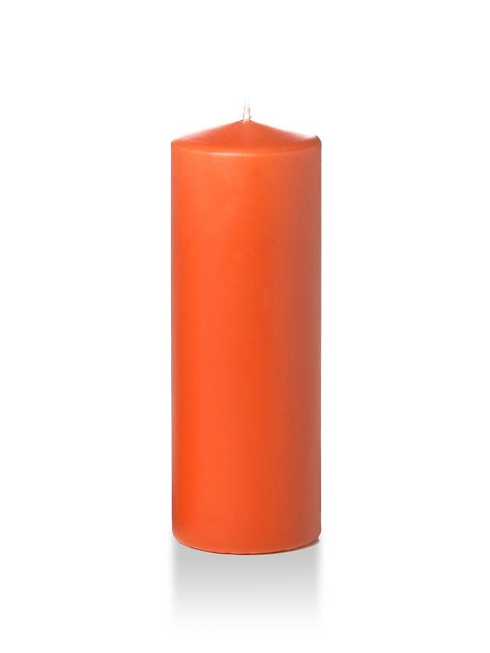 3" x 8" Wholesale Pillar Candles Bright Orange