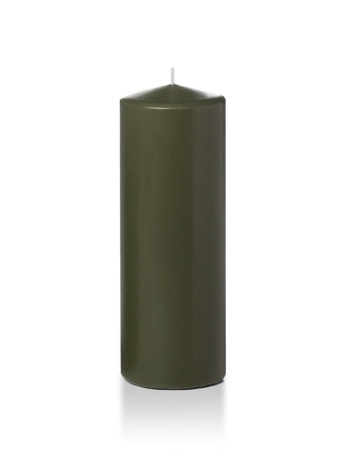 3" x 8" Wholesale Pillar Candles Olive