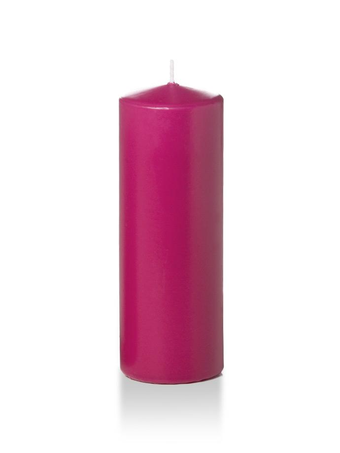 3" x 8" Pillar Candles Hot Pink