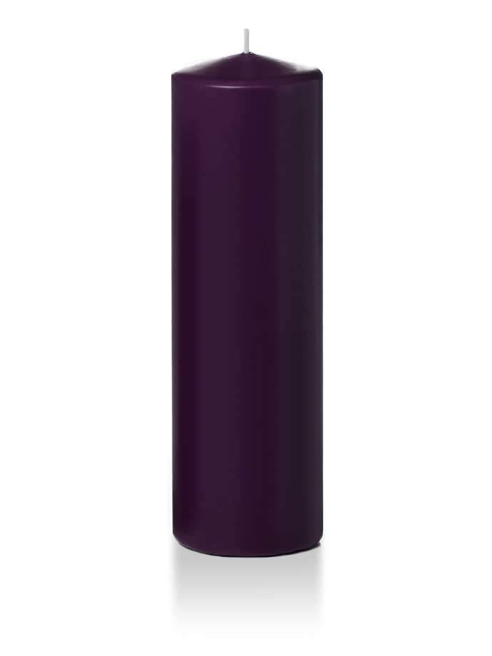 3" x 10" Pillar Candles Dark Purple