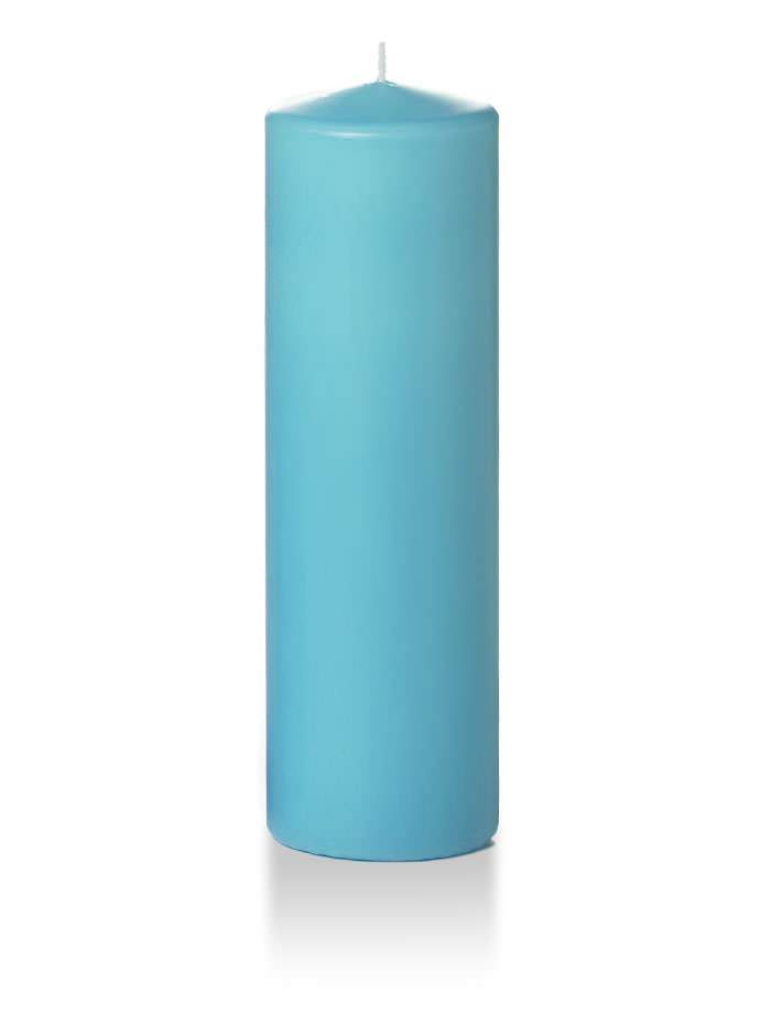 3" x 10" Pillar Candles Caribbean Blue