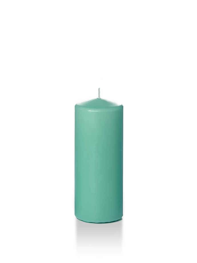 2.25" x 5" Slim Pillar Candles Aqua Green