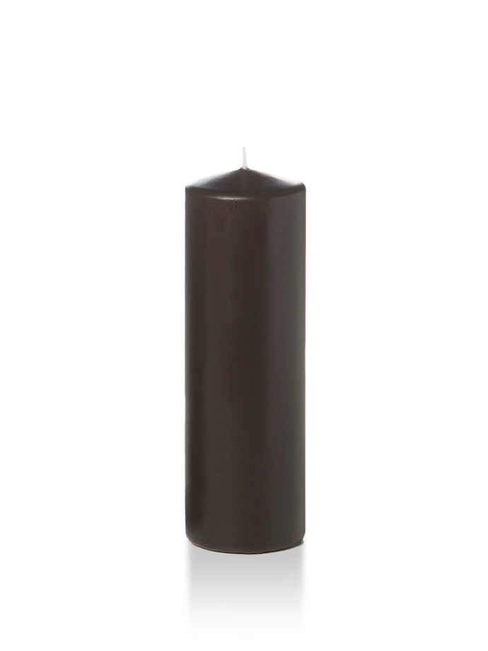 Wholesale 2.25" x 7" Slim Pillar Candles Chocolate