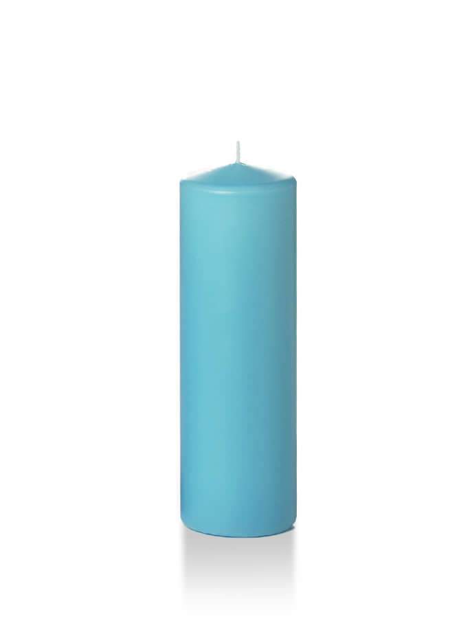 Wholesale 2.25" x 7" Slim Pillar Candles Caribbean Blue