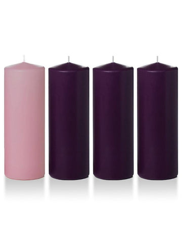 Yummi Candles - 3" x 8" Wholesale Advent Pillar Candles Purple-Rose