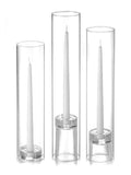 12 Taper Candles, 12 Glass Chimneys and 12 Glass Taper Holders ...