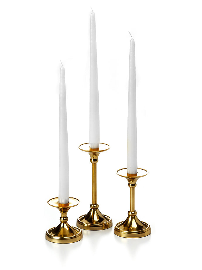 12 Slim Pillar Candles and 12 Glass Pillar Holders