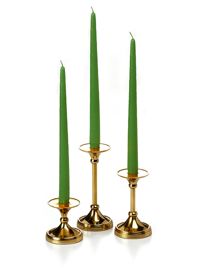 12 Taper Candles and 12 Gold Timeless Taper Holders