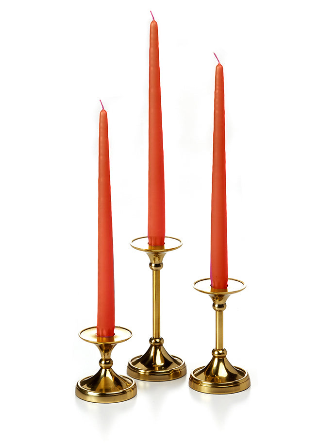 12 Taper Candles and 12 Gold Timeless Taper Holders