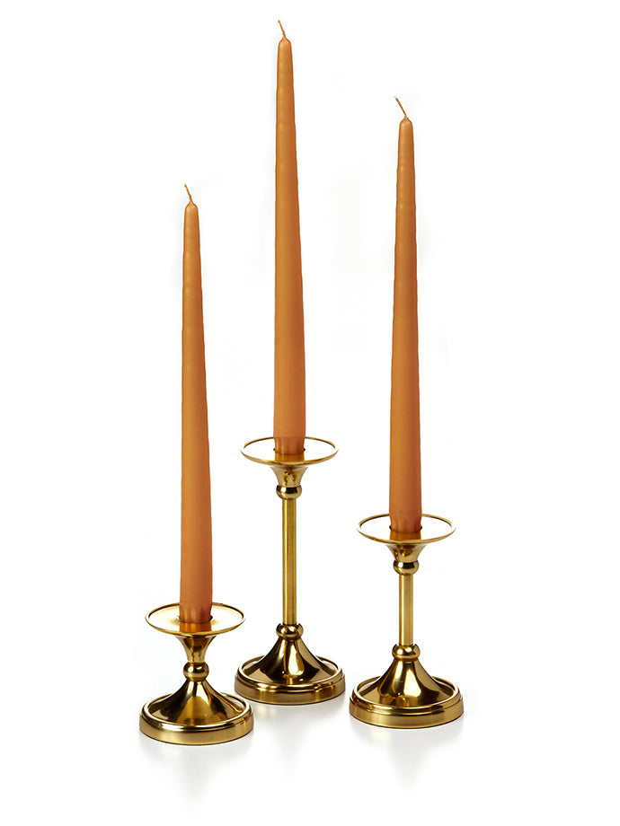 12 Taper Candles and 12 Gold Timeless Taper Holders