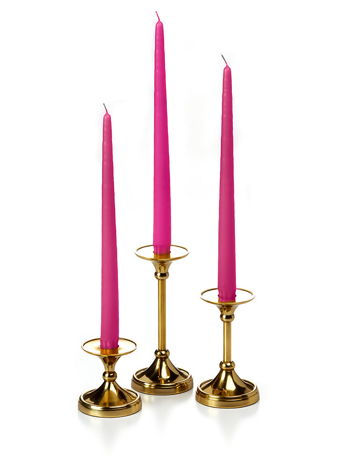 12 Taper Candles and 12 Gold Timeless Taper Holders