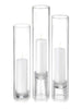 Yummi Candles - 12 Slim Pillar Candles, 12 Glass Chimneys and 12 Glass Pillar Holders