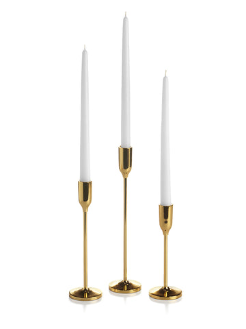 Yummi Candles - 12 Taper Candles and 12 Gold Virtu Candlesticks