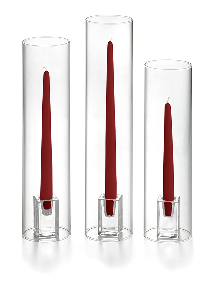 36 Taper Candles, 36 Glass Chimneys and 36 Square Block Holders