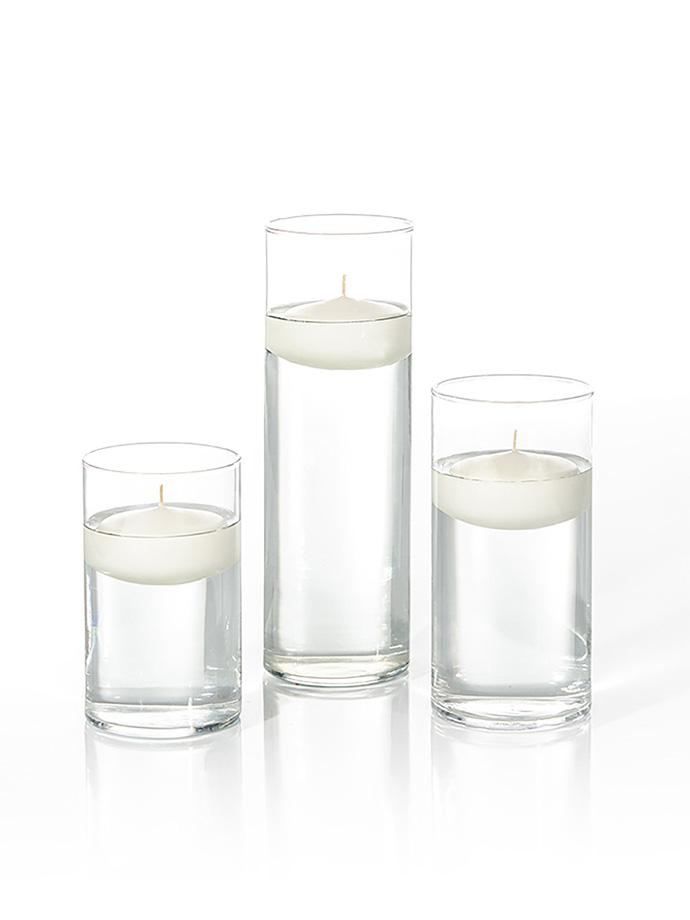 36 Floating Candles and Cylinder Vases