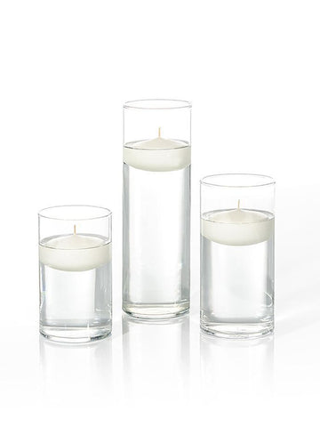 Yummi Candles - 6 Floating Candles and Cylinder Vases