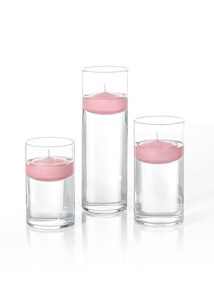 12 Floating Candles and Cylinder Vases