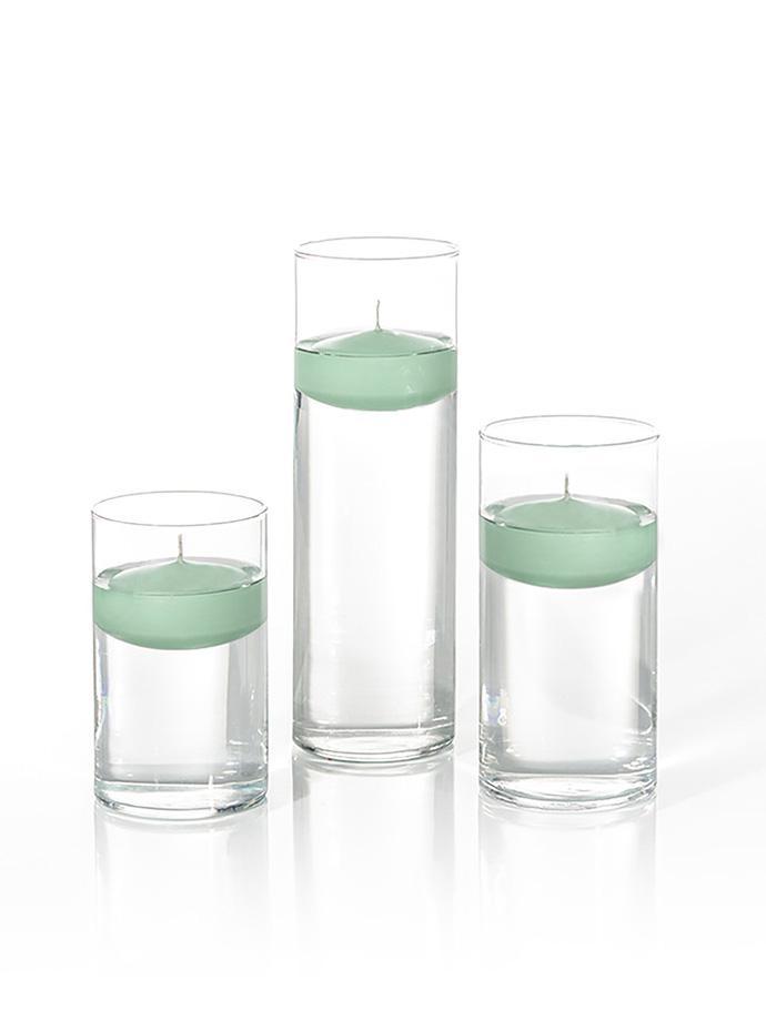 12 Floating Candles and Cylinder Vases