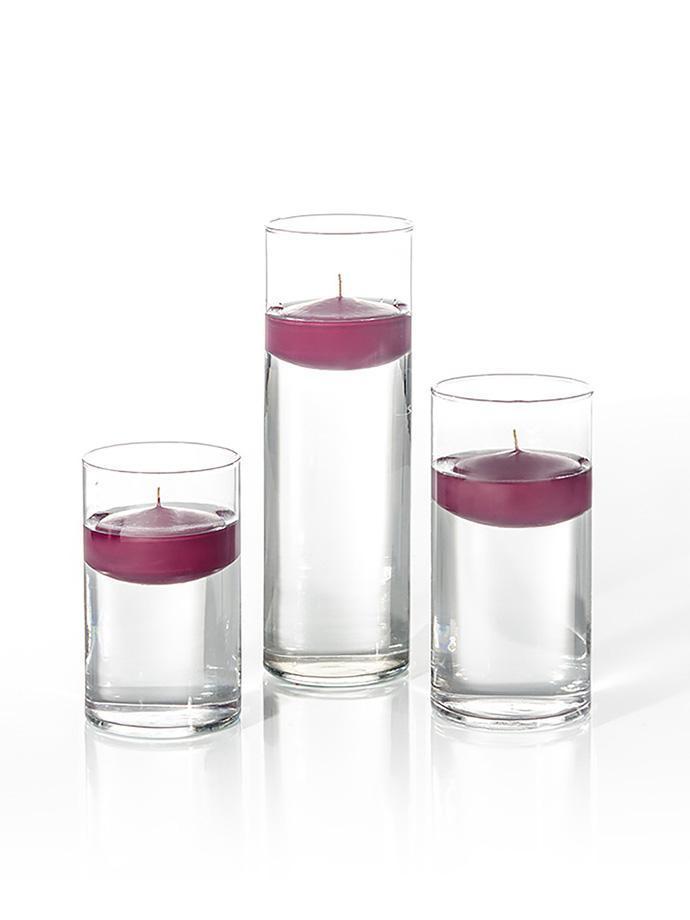 12 Floating Candles and Cylinder Vases