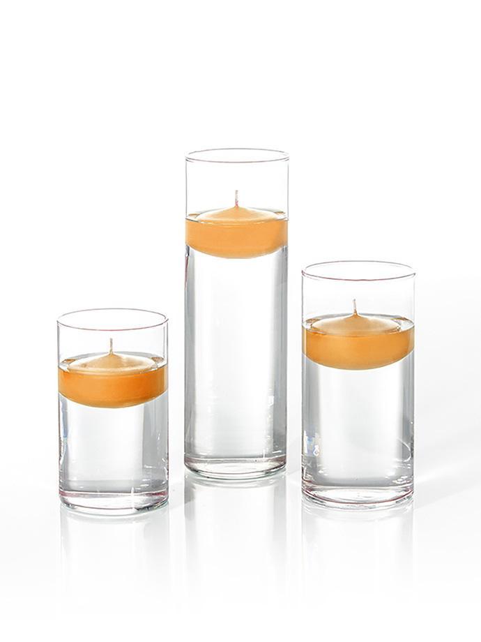 12 Floating Candles and Cylinder Vases