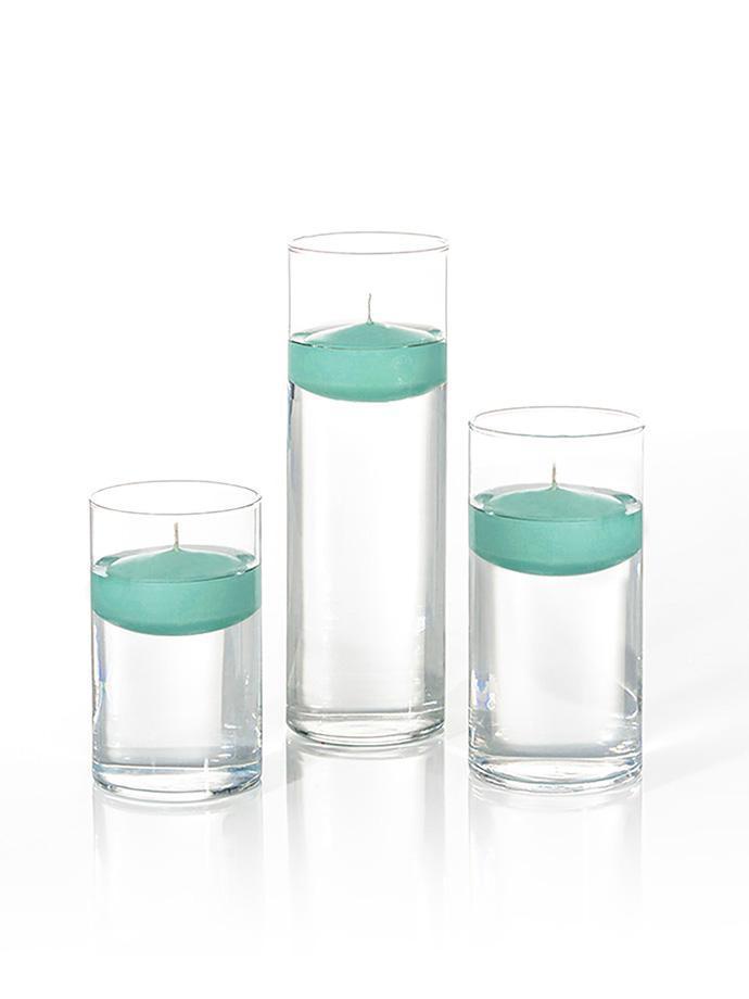 6 Floating Candles and Cylinder Vases