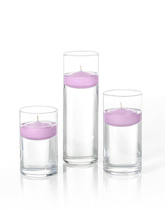 12 Floating Candles and Cylinder Vases