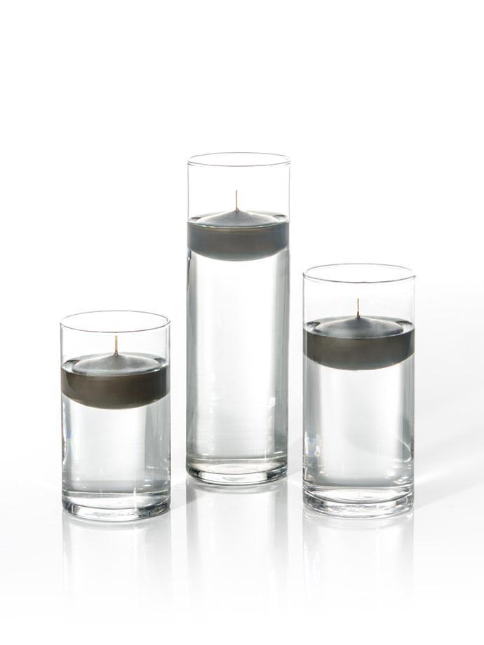 3" Floating Candles and Cylinder Vases Olive