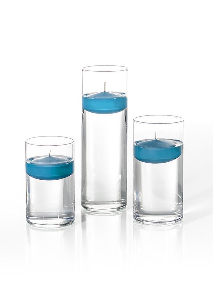 12 Floating Candles and Cylinder Vases